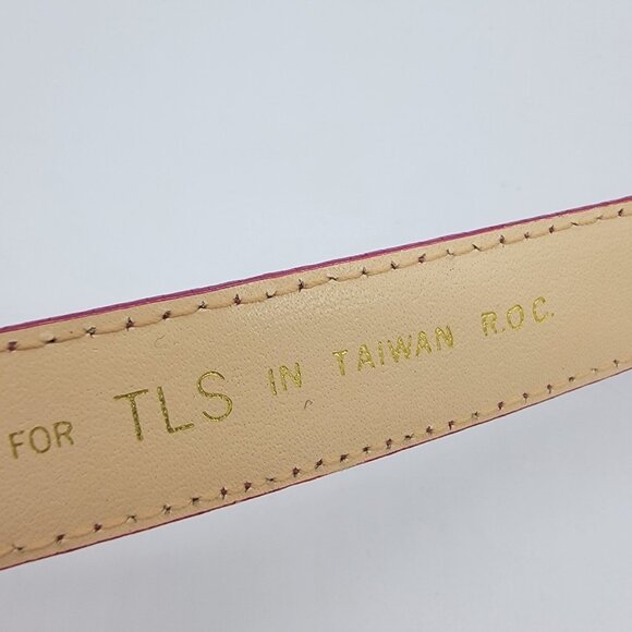 TLS Belt Hot Pink Gold Buckle Skinny Womens Medium 35.5 Long Excellent Condition - Picture 5 of 6